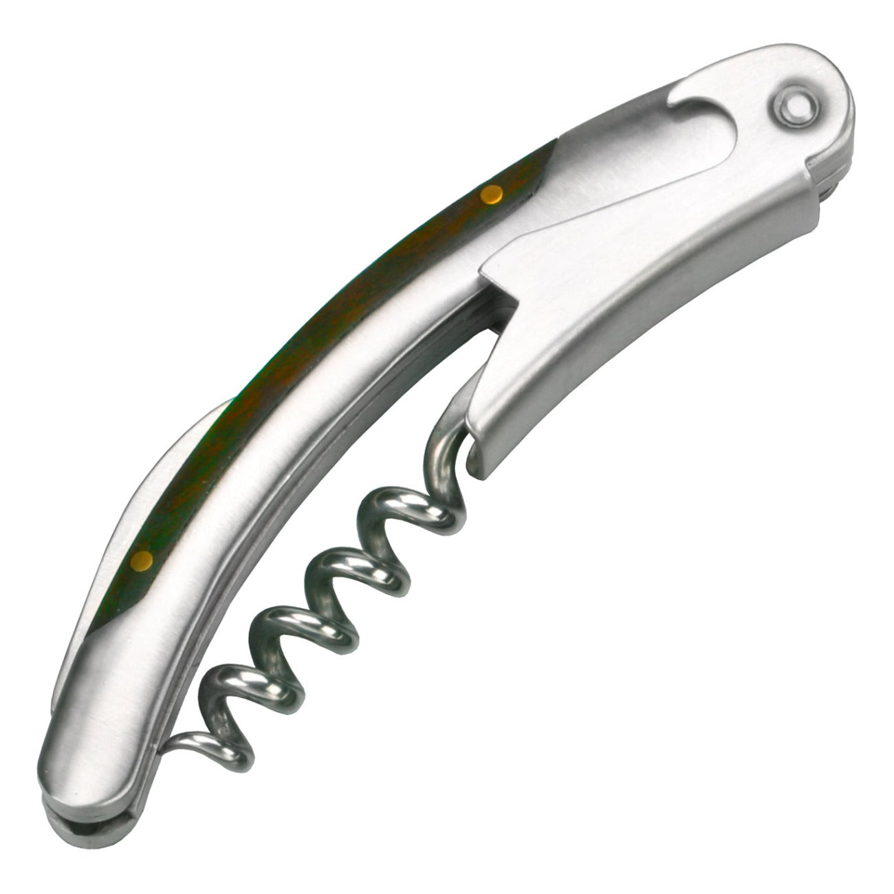 Sacacorchos acero inoxidable Deluxe con inserción de madera negra